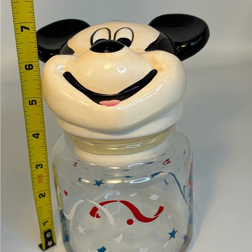 Disney&Co.‎ Mickey Mouse Glass Jar/Canister with Lid made By Anchor/16oz